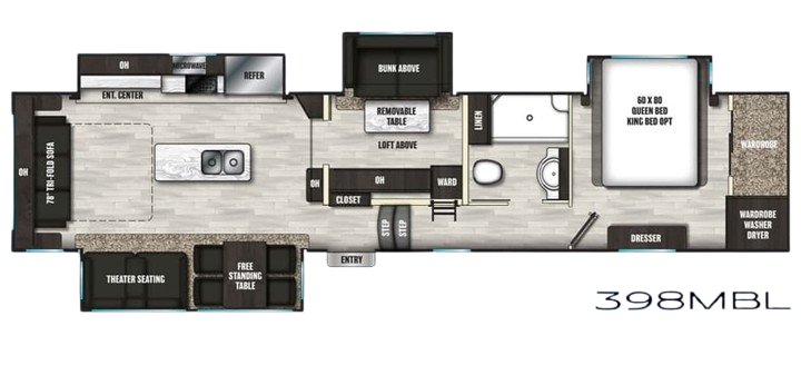 Manufacturer floorplan for the 2022 Coachmen Brookstone 398MBL