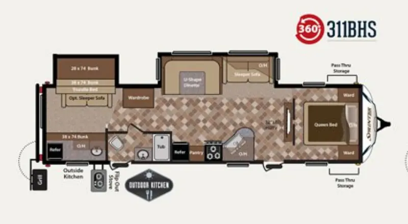 Published 2013 Keystone Sprinter 311BHS floorplan